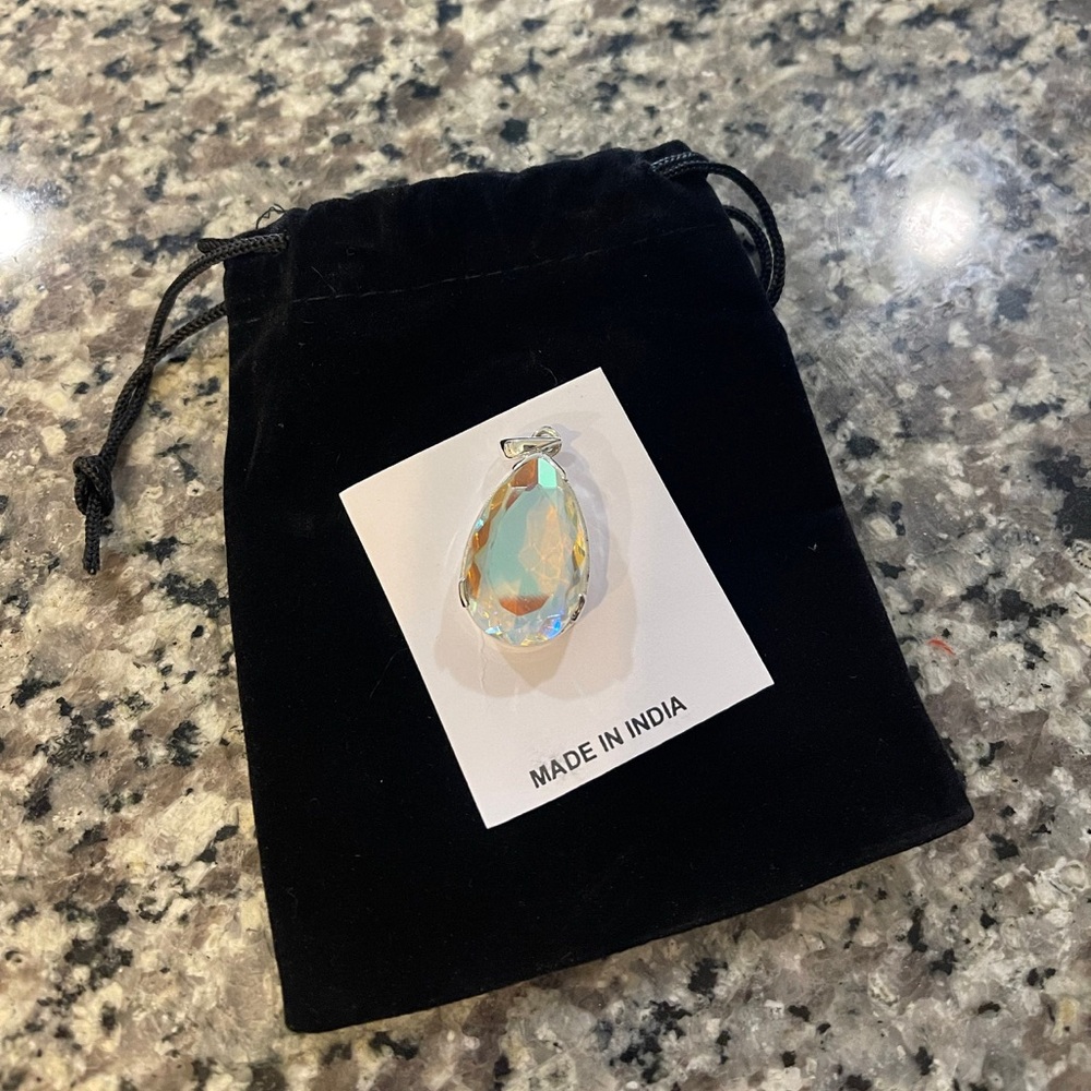 Natural angel aura quartz necklace